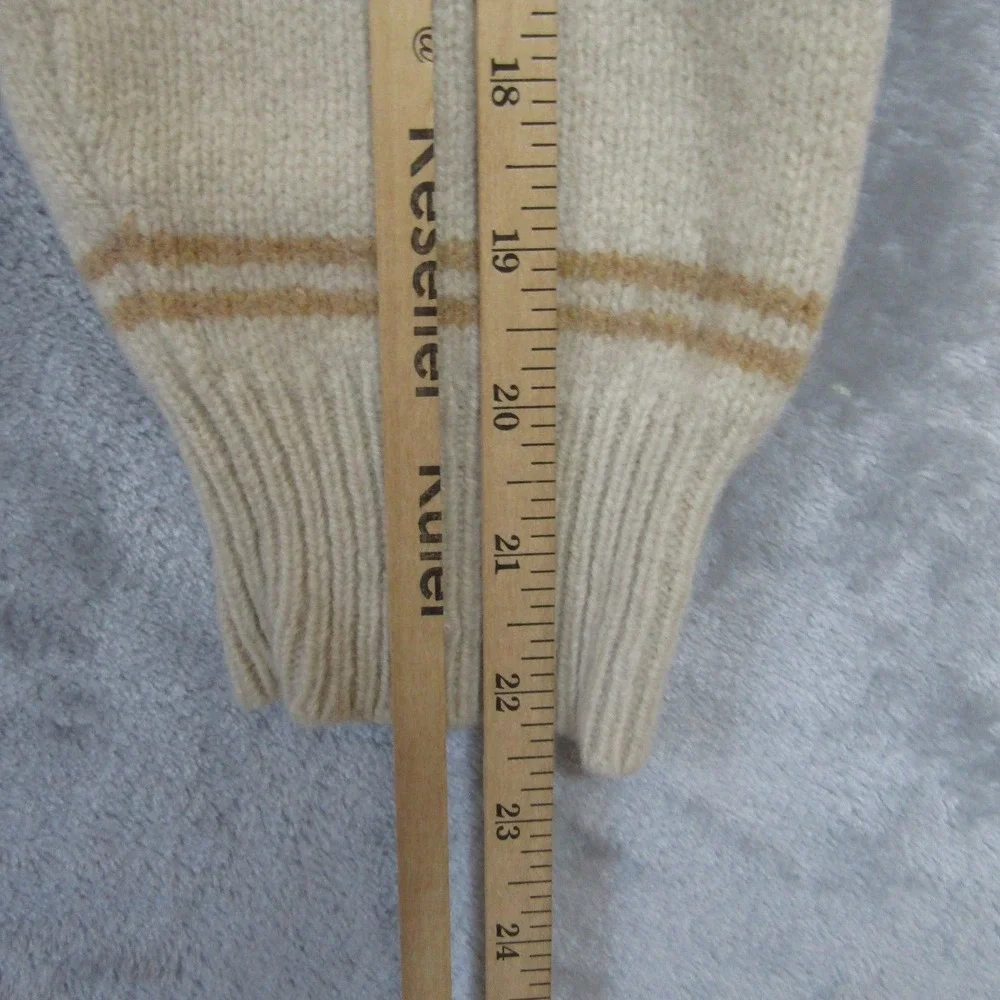Dockers Striped Sweater‎ Mens XL Beige 100% Lambswool Good Crew Neck Long Sleeve